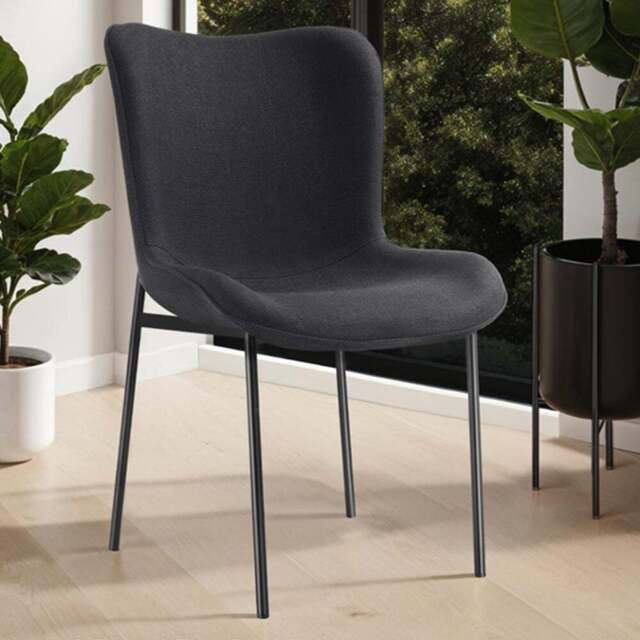 tectake Tessa Set of 6 Black Woven Fabric Padded Dining Chair - Wilko - image 1