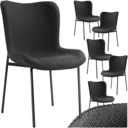tectake Tessa Set of 6 Black Woven Fabric Padded Dining Chair - Wilko - thumbnail 3
