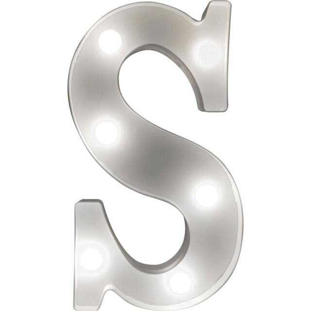 St Helens Battery Operated 3D LED Letter S Light - Size: 14 x 3 x 22cm - White - Wilko - image 1