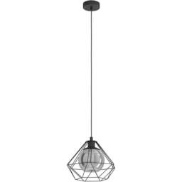 EGLO Vernham Black Geometric Pendant Light - Size: 32.5 x 32.5 x 110.0cm - Wilko