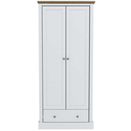 Devon 2 Door Single Drawer White Wardrobe - Size: 2 Door, Single Drawer - LPD Home - Wilko - thumbnail 3