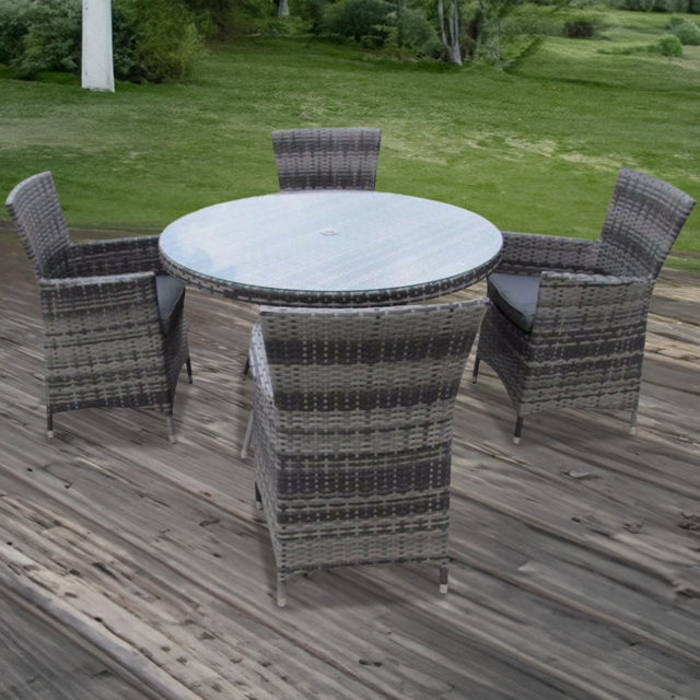 Furniture One 4 Seater Grey Rattan Garden Dining Set with Cushion - Wilko - image 1