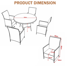 Furniture One 4 Seater Grey Rattan Garden Dining Set with Cushion - Wilko - thumbnail 5