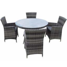 Furniture One 4 Seater Grey Rattan Garden Dining Set with Cushion - Wilko - thumbnail 3
