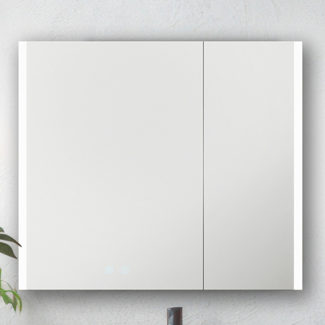 Sorrelis Boreal 2 Door Tunable LED Mirror Cabinet 70 x 80cm - Size: 80 x 70 x 13cm - Black - Wilko - image 1