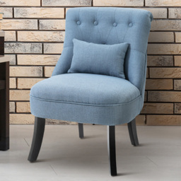 Portland Blue Tufted Accent Chair with Pillow - Size: Single - Wilko