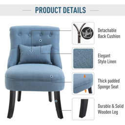 Portland Blue Tufted Accent Chair with Pillow - Size: Single - Wilko - thumbnail 5
