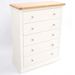 Cabinet Bits Castelli 5 Drawer White Chrome Knob Chest of Drawers - Wilko - thumbnail 5