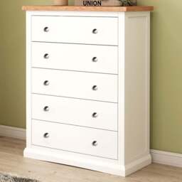 Cabinet Bits Castelli 5 Drawer White Chrome Knob Chest of Drawers - Wilko - thumbnail 1