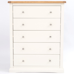 Cabinet Bits Castelli 5 Drawer White Chrome Knob Chest of Drawers - Wilko - thumbnail 3