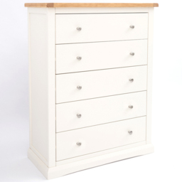 Cabinet Bits Castelli 5 Drawer White Chrome Knob Chest of Drawers - Wilko - thumbnail 4