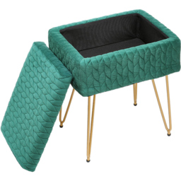 Living and Home Green Rectangle Upholstered Ottoman Vanity Stool with Storage - Wilko - thumbnail 5