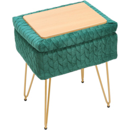 Living and Home Green Rectangle Upholstered Ottoman Vanity Stool with Storage - Wilko - thumbnail 4