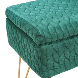 Living and Home Green Rectangle Upholstered Ottoman Vanity Stool with Storage - Wilko - thumbnail 7