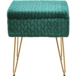 Living and Home Green Rectangle Upholstered Ottoman Vanity Stool with Storage - Wilko - thumbnail 3