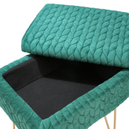 Living and Home Green Rectangle Upholstered Ottoman Vanity Stool with Storage - Wilko - thumbnail 6
