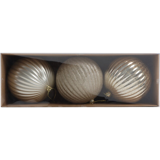 Pack of 3 XL Shiny Baubles Champagne - Blushing Ballroom - Wilko - image 1