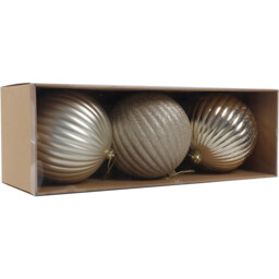 Pack of 3 XL Shiny Baubles Champagne - Blushing Ballroom - Wilko - thumbnail 4