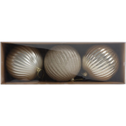 Pack of 3 XL Shiny Baubles Champagne - Blushing Ballroom - Wilko - thumbnail 1