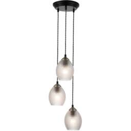Cosylyte Lorne Matt Black Faceted Glass 3 Light Cluster Pendant Light - Size: 26 x 32.5 x 30.5cm - Wilko