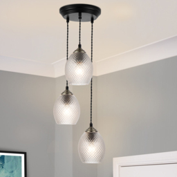 Cosylyte Lorne Matt Black Faceted Glass 3 Light Cluster Pendant Light - Size: 26 x 32.5 x 30.5cm - Wilko - thumbnail 3