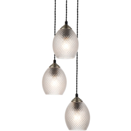 Cosylyte Lorne Matt Black Faceted Glass 3 Light Cluster Pendant Light - Size: 26 x 32.5 x 30.5cm - Wilko - thumbnail 4