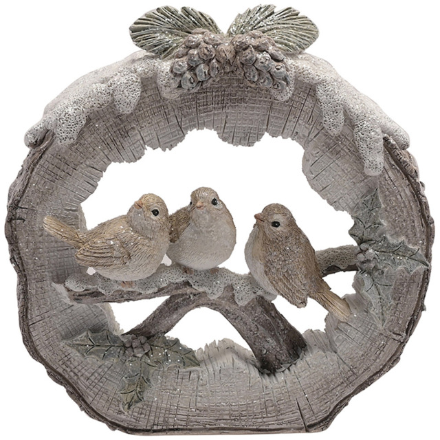 The Christmas Gift Co 3 Robins on a Branch Figurine Christmas Decoration - Size: 16 x 4.6 x 15.5cm - White - The Christmas Gift Co. - Wilko - image 1