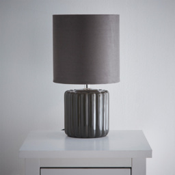 Kliving Zoe Grey Velvet Shade Ceramic Table Lamp - Size: 33 x 18 x 18cm - Wilko - thumbnail 3