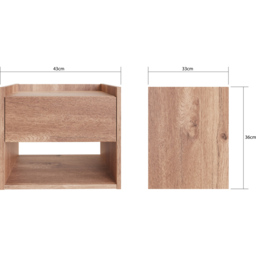 GFW Harmony Single Drawer Oak Wooden Wall Mounted Bedside Table Set of 2 - Brown - Wilko - thumbnail 7