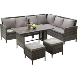 Thalia 8 Seater Rattan Corner Sofa Set - Grey - Home Garden Direct - Wilko - thumbnail 3