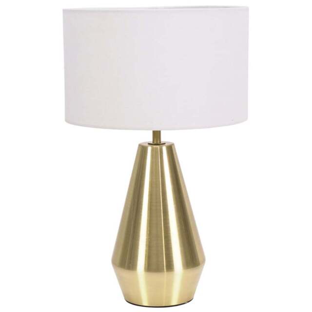 ValueLights Jax White Shade Antique Brass Touch LED Table Lamp - Size: 41 x 25 x 25cm - Gold - Wilko - image 1