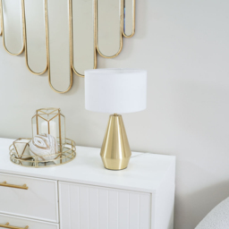 ValueLights Jax White Shade Antique Brass Touch LED Table Lamp - Size: 41 x 25 x 25cm - Gold - Wilko - thumbnail 6