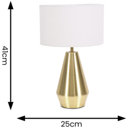 ValueLights Jax White Shade Antique Brass Touch LED Table Lamp - Size: 41 x 25 x 25cm - Gold - Wilko - thumbnail 7