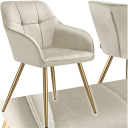 tectake Marilyn Cream and Gold Quilted Velvet Look Chair - Size: Single - Wilko - thumbnail 3