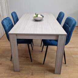 Kosy Koala 4 Seater Velvet Arrow Design Dining Set Grey and Blue - Portland - Wilko