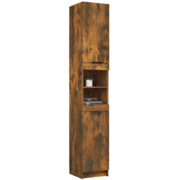 vidaXL 2 Door Smoked Oak Wood Bathroom Cabinet - Size: 188.5 x 32 x 34cm - Brown - Wilko - thumbnail 4