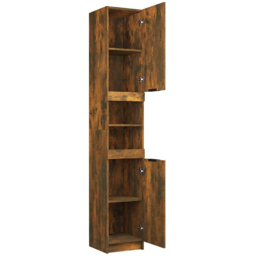 vidaXL 2 Door Smoked Oak Wood Bathroom Cabinet - Size: 188.5 x 32 x 34cm - Brown - Wilko - thumbnail 6