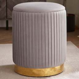 GFW Esme Grey Pleated Storage Stool - Size: 45 x 38 x 38cm - Wilko - thumbnail 1