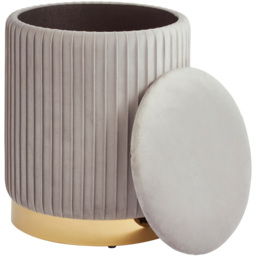 GFW Esme Grey Pleated Storage Stool - Size: 45 x 38 x 38cm - Wilko - thumbnail 4