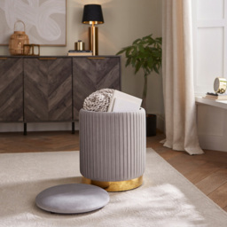 GFW Esme Grey Pleated Storage Stool - Size: 45 x 38 x 38cm - Wilko - thumbnail 7