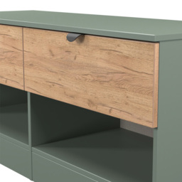 Crowndale Bora 2 Drawer 2 Shelf Gold Oak and Reed Green Storage Unit - Wilko - thumbnail 7