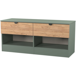 Crowndale Bora 2 Drawer 2 Shelf Gold Oak and Reed Green Storage Unit - Wilko - thumbnail 5
