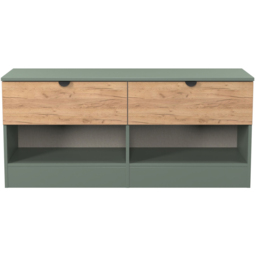 Crowndale Bora 2 Drawer 2 Shelf Gold Oak and Reed Green Storage Unit - Wilko - thumbnail 3