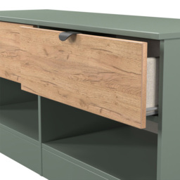 Crowndale Bora 2 Drawer 2 Shelf Gold Oak and Reed Green Storage Unit - Wilko - thumbnail 6