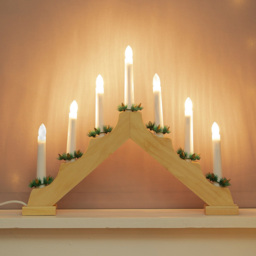 The Christmas Workshop 7 LED Pine Wooden Candle Bridge Light - Wilko - thumbnail 7