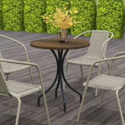 Outsunny Brown Round Garden Side Table - Size: 71.5 x 66 x 66cm - Wilko - thumbnail 5