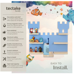 Tectake 6 Shelf Castle Design Wall Unit - Size: 43 x 56 x 15.5cm - Blue - Wilko - thumbnail 4
