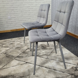Denver Set of 2 Grey Velvet Dining Chairs - Wilko - thumbnail 4