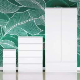 Florence Naia White High Gloss 3 Piece Bedroom Furniture Set - Furniture To Go - Wilko