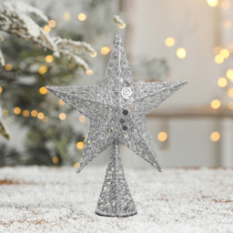 Living and Home Silver Star Wrought Iron Christmas Tree Topper 30cm - Size: 30 x 20 x 10cm - Wilko - thumbnail 3